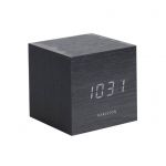 Digitalt vækkeur træ terning - Karlsson Mini Cube Black Veneer